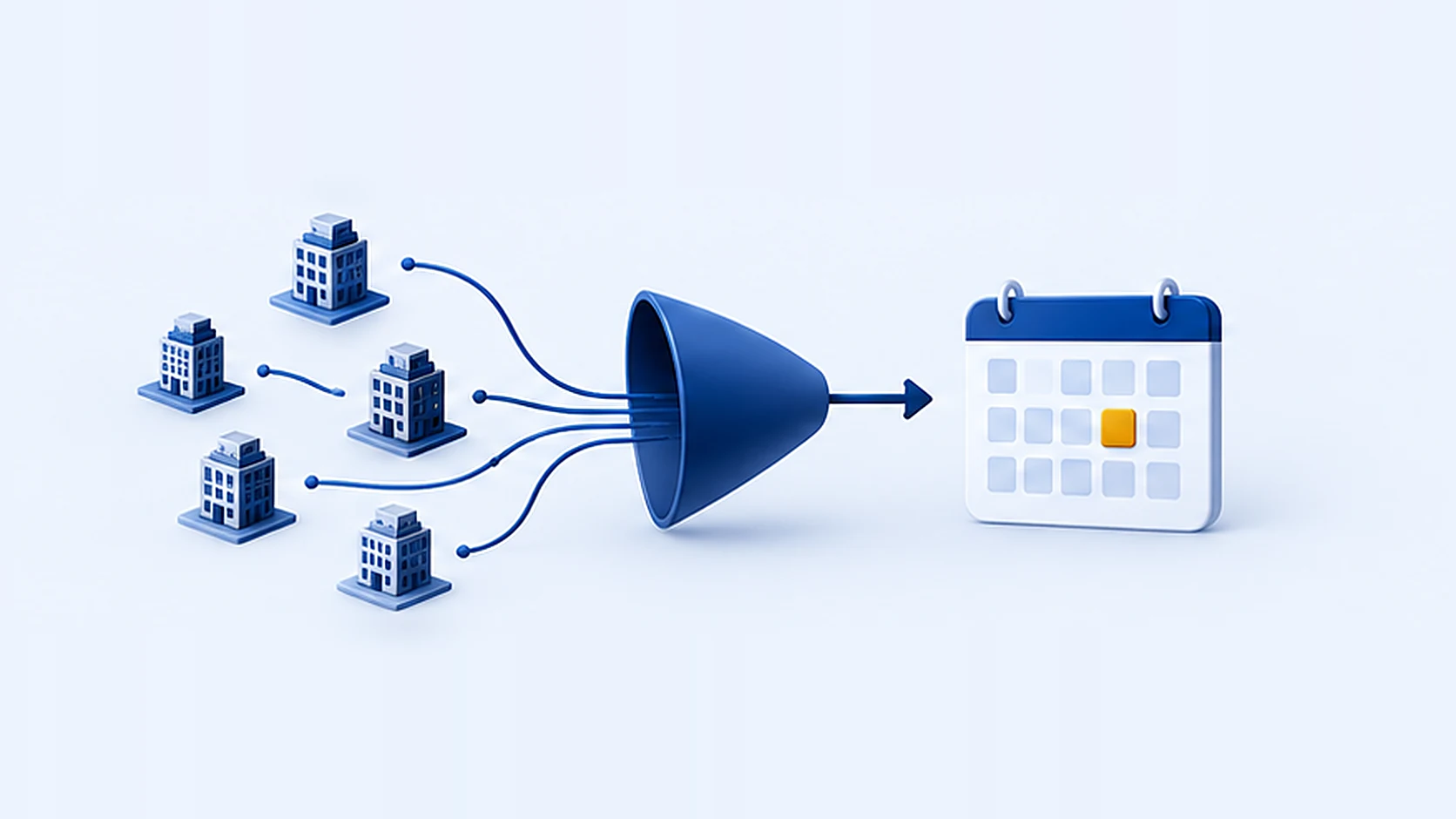 B2B lead generation: target companies funneled into booked sales meetings